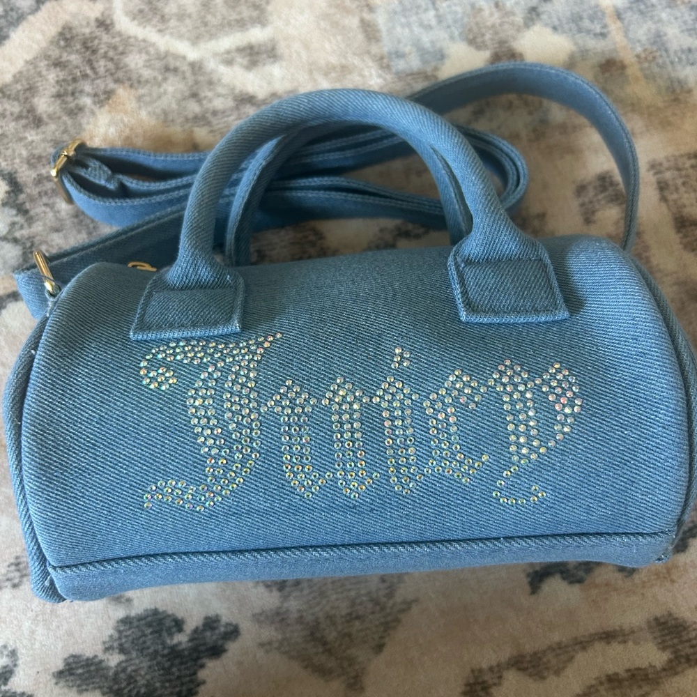 Original JUICY COUTURE Mini
Rhinestone Denim Barrel Crossbody
Bag w Rhinestones